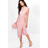 Wrap Front Midi Dress - dusky pink