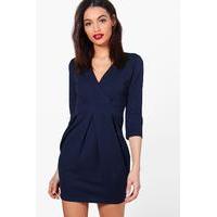 Wrap Over Tailored Dress - navy