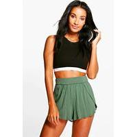 wrap over jersey shorts khaki