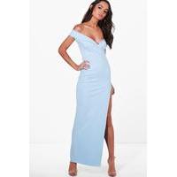 Wrap Top Bardot Maxi Dress - sky