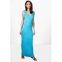 wrap front and back maxi dress turquoise