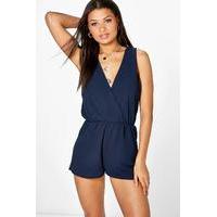 Wrap Front Playsuit - navy