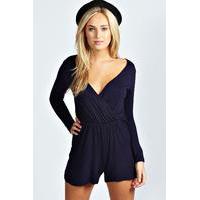 Wrap Over Playsuit - navy