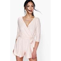 Wrap Front Self Belt Playsuit - blush