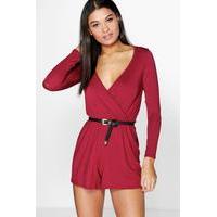 wrap over playsuit berry