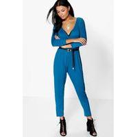 Wrap Front Casual Jumpsuit - ink