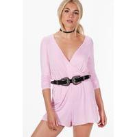 Wrap Over Jersey Playsuit - pink