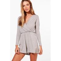 Wrap Over Jersey Playsuit - grey