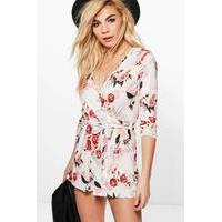 wrap front printed playsuit blush