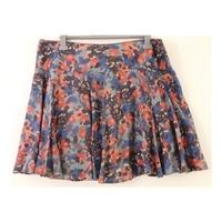 Wrap Size 22 Inky Blue and Pink Floral Mini Pleat Skirt