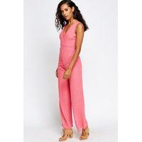 Wrap Front Textured Jumpsuit