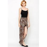 wrap front leopard maxi skirt