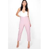 Wrap Waist Cropped Tailored Trousers - blush