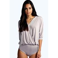 Wrap Front Oversized Slinky Body - silver