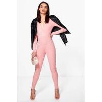 Wrap Front Rib Knit Jumpsuit - lotus