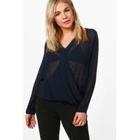 Wrap Over Blouse - navy