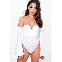 Wrap Front Flare Sleeve Body - ivory