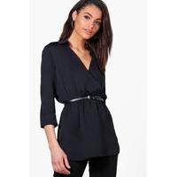 Wrap Over Premium Shirt - black