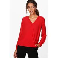 Wrap Over Blouse - red