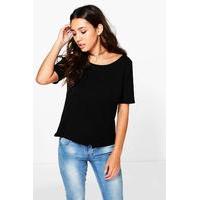 Wrap Front Side Split T-Shirt - black