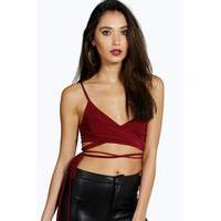 Wrap Over Strappy Slinky Bralet - wine