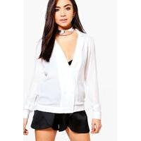 Wrap Front Blouse - white