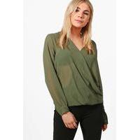 Wrap Over Blouse - khaki