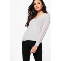 Wrap Over Blouse - grey