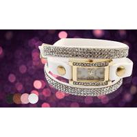 Wraparound Crystal Bracelet Watch; 4 Colours