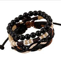 wrap bracelet leather round beaded vintage punk mens womens jewelry 1p ...