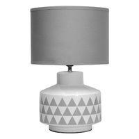 Wylie Table Lamp White Ceramic Grey Fabric Shade
