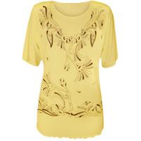 wynona beaded glitter pattern top yellow