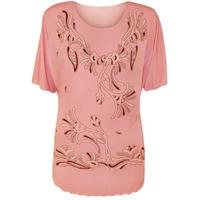 Wynona Beaded Glitter Pattern Top - Pink