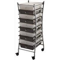 x frame storage cart w10 drawers 13x38x155 clear smoke 344308