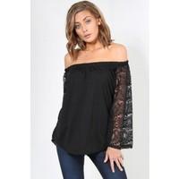 Xandra Floral Lace Sleeves Off The Shoulder Top