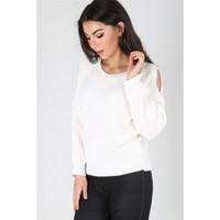 Xandra Cut Out Shoulder Cable Knitted Jumper