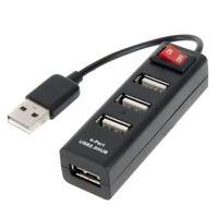Xenta Black 4 Port USB 2.0 Hub with On/Off switch