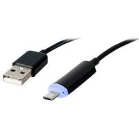 Xenta Micro USB to USB with LED Connector BLACK 1M