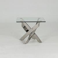 Xenon Glass End Table Square In Clear With Stainless Steel Base