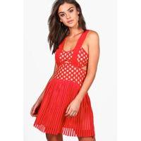 xenia lace skater dress red