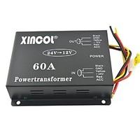 Xincol Vehicle Car DC 24V to 12V 60A Power Supply Transformer Converter with Dual Fan Regulation-Black