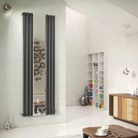 Ximax Fortuna Mirror Duplex Vertical Radiator Anthracite (H)1800 mm (W)590 mm