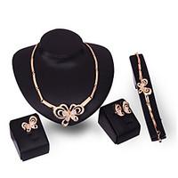 XIXI Crystal Butterfly Jewelry Set Gold Plated Jewelry Set With Crystal Necklace For Bridal Bridal Wedding Party