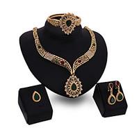 XIXI Crystal Jewelry Set Gold Plated Jewelry Set With Crystal Necklace For Bridal Bridal Wedding Party