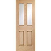 XL Joinery Malton Oak Internal Door with Clear Bevelled Glass and Raised Mouldings 78in x 33in x 35mm (1981 x 838mm)