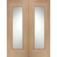 XL Joinery Varese Oak with Pre-Finished Internal Door Pair with Clear Glass 78in x 60in x 40mm (1981 x 1524mm)