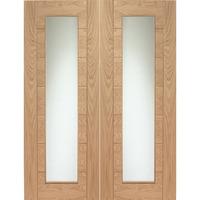 XL Joinery Palermo Oak Rebated Internal Door Pair with Clear Glass 78in x 60in x 40mm (1981 x 1524mm)