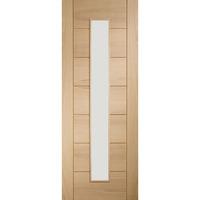 xl joinery palermo oak 1 light pre finished internal door with clear g ...