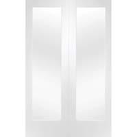 XL Joinery Pattern 10 White Primed Door Pair with Clear Glass 78in x 42in x 40mm (1981 x 1067mm)