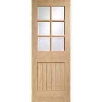 XL Joinery Suffolk 6 Light Oak Pre-Finished Internal Door with Clear Bevelled Glass 78in x 30in x 35mm (1981 x 762mm)